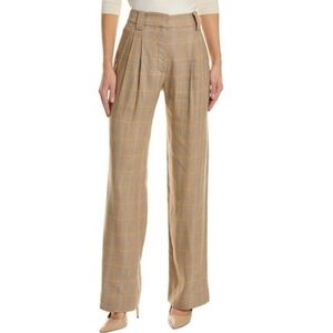 A.L.C. Tan Plaid Wide-Leg Trousers